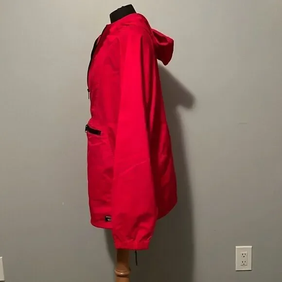 Vintage L.L. Bean Men's Red Anorak Retro Hooded Half Zip Windbreaker Medium - Picture 5 of 8